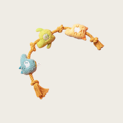 Rope Knot Chew-Resistant Monster Squeaky Dog Toy