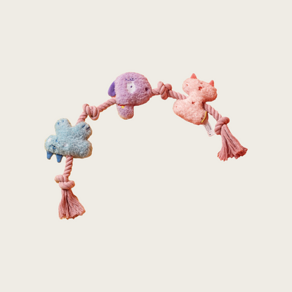 Rope Knot Chew-Resistant Monster Squeaky Dog Toy