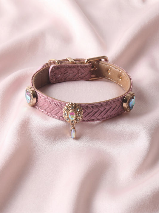 Premium Textured Light Pink Dog Collar